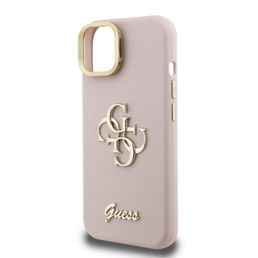 Zadní kryt Guess PU Grained 4G Logo Stand Camera Frame pro iPhone 15 Pink - náhled 5