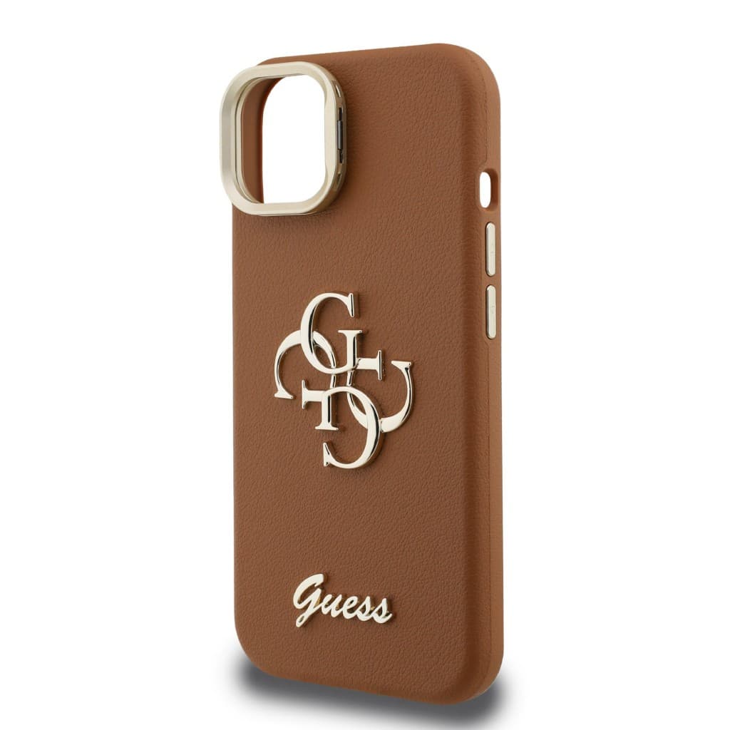 Zadní kryt Guess PU Grained 4G Logo Stand Camera Frame pro iPhone 14 Brown - náhled 5