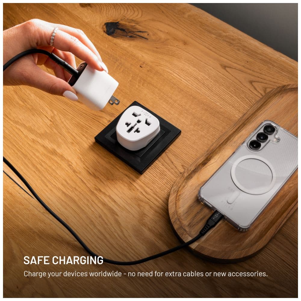 Adaptér FIXED EU Adapter 2 pro zapojení UK, US, AUS nabíječek do EU zásuvek, bílý - náhled 5