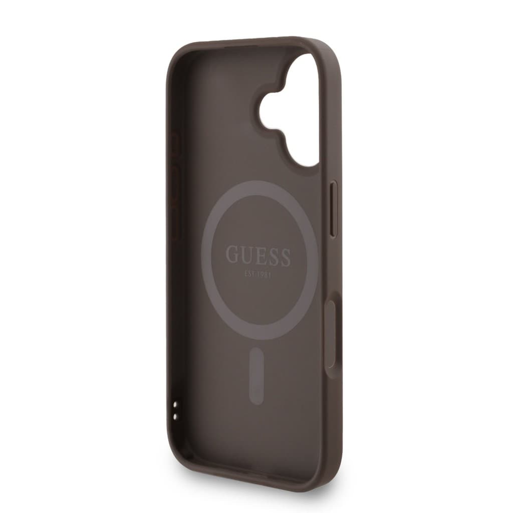 Zadní kryt Guess PU Leather 4G Colored Ring Strap MagSafe pro iPhone 16 Brown - náhled 5
