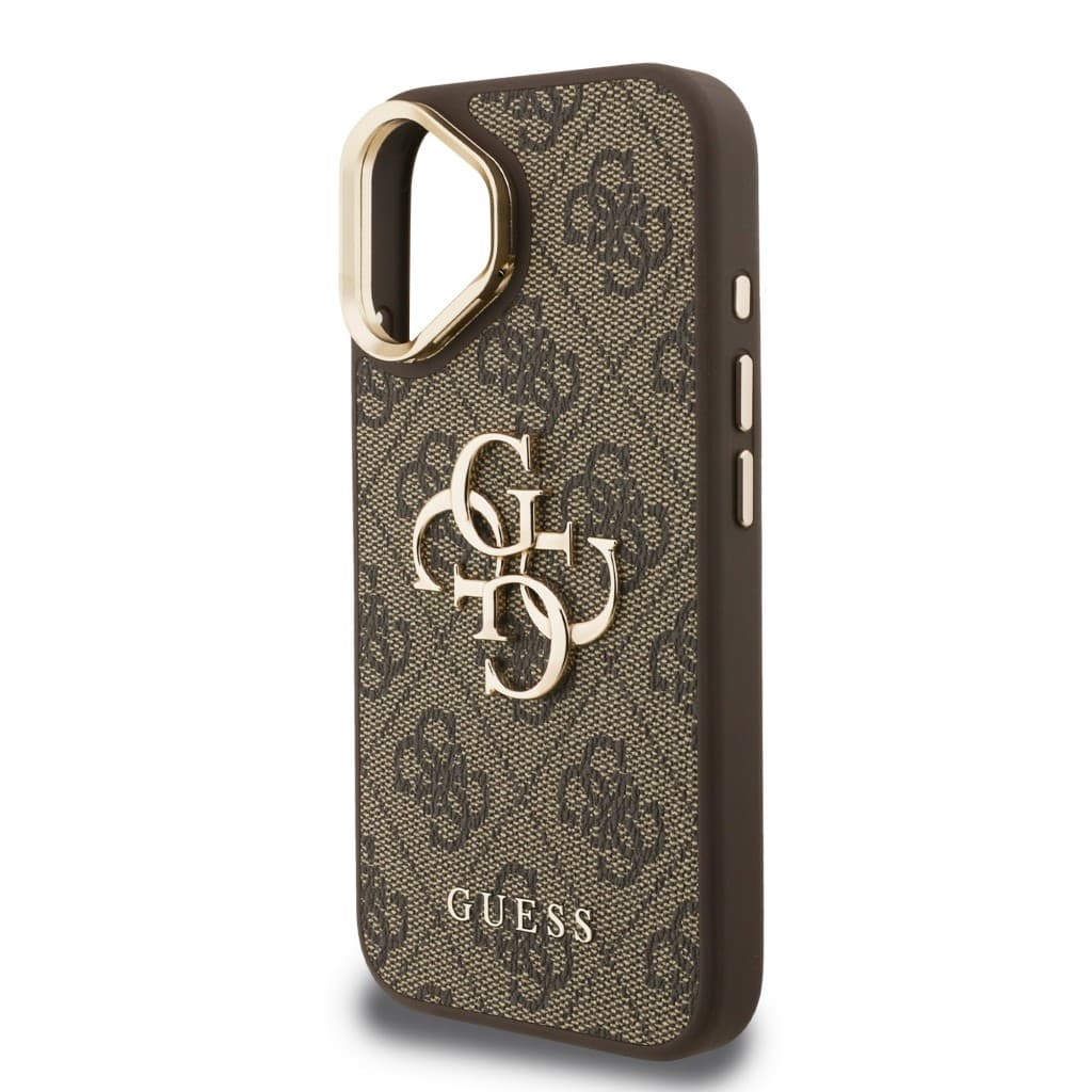 Zadní kryt Guess PU 4G Metal Logo Stand Camera Frame pro iPhone 16 Brown - náhled 5