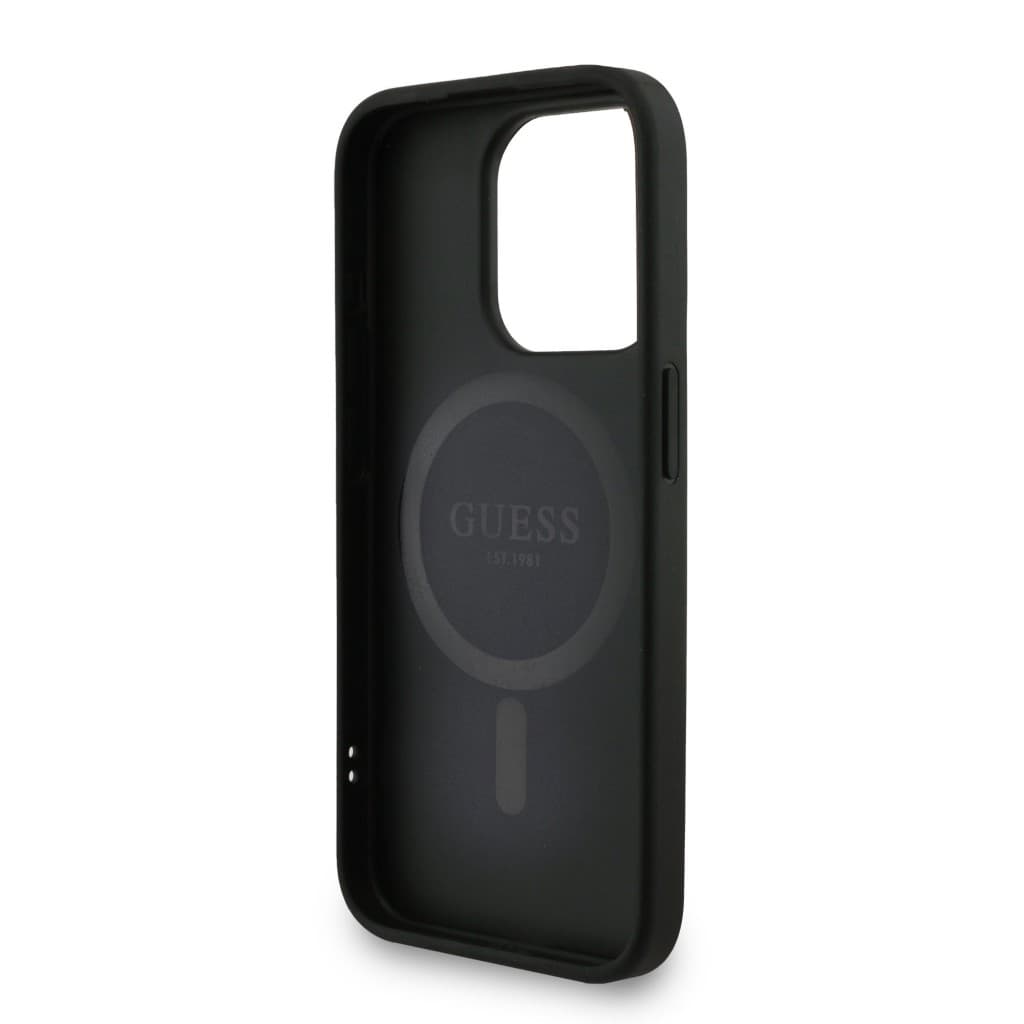 Zadní kryt Guess PU Leather 4G Colored Ring Strap MagSafe pro iPhone 15 Pro Black - náhled 5