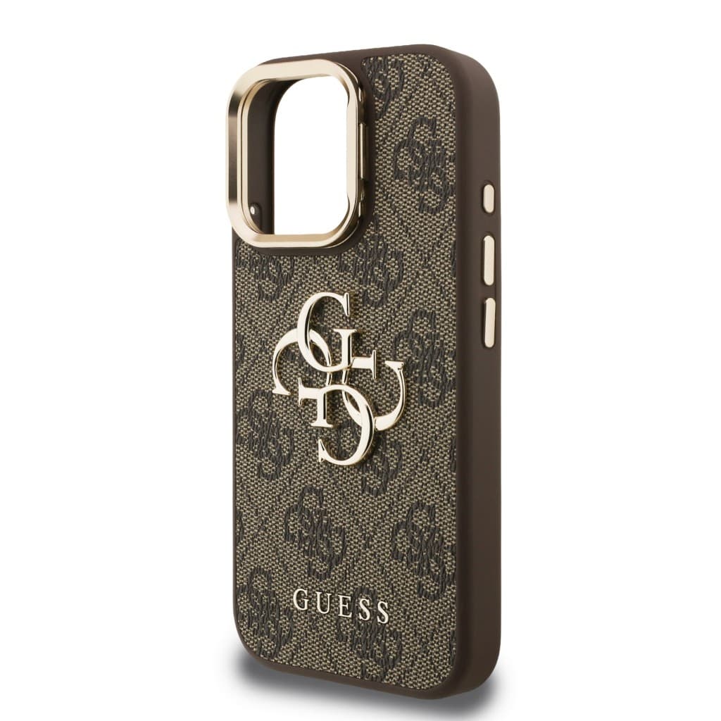 Zadní kryt Guess PU 4G Metal Logo Stand Camera Frame pro iPhone 15 Pro Brown - náhled 5