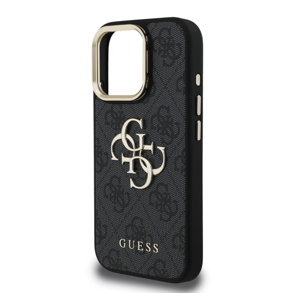 Zadní kryt Guess PU 4G Metal Logo Stand Camera Frame pro iPhone 15 Pro Black - náhled 5