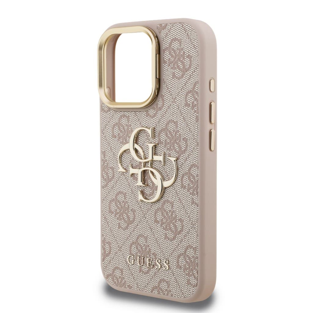 Zadní kryt Guess PU 4G Metal Logo Stand Camera Frame pro iPhone 15 Pro Pink - náhled 5