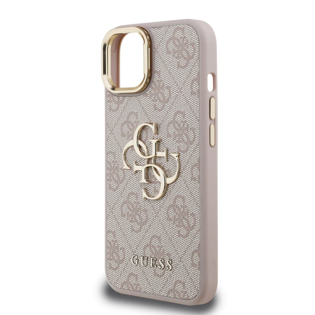 Zadní kryt Guess PU 4G Metal Logo Stand Camera Frame pro iPhone 15 Pink - náhled 5
