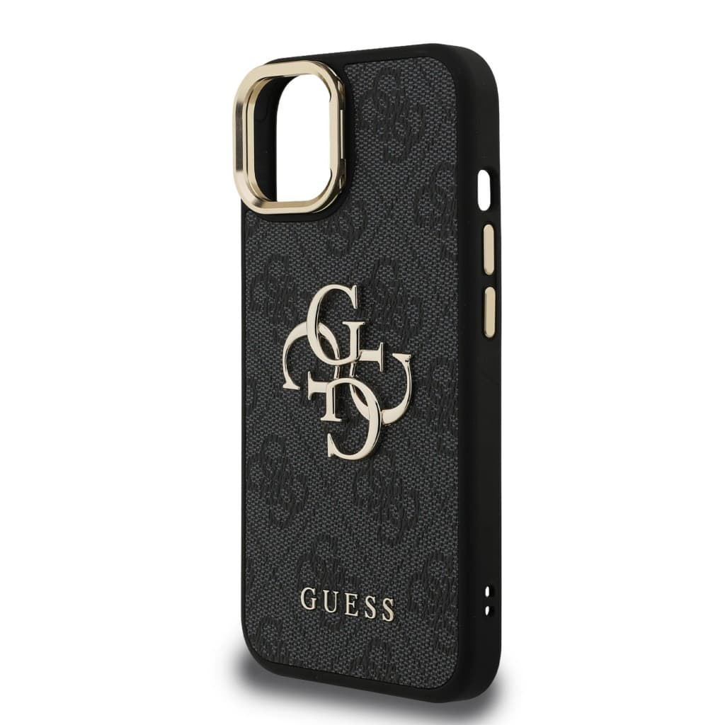 Zadní kryt Guess PU 4G Metal Logo Stand Camera Frame pro iPhone 13 Black - náhled 5