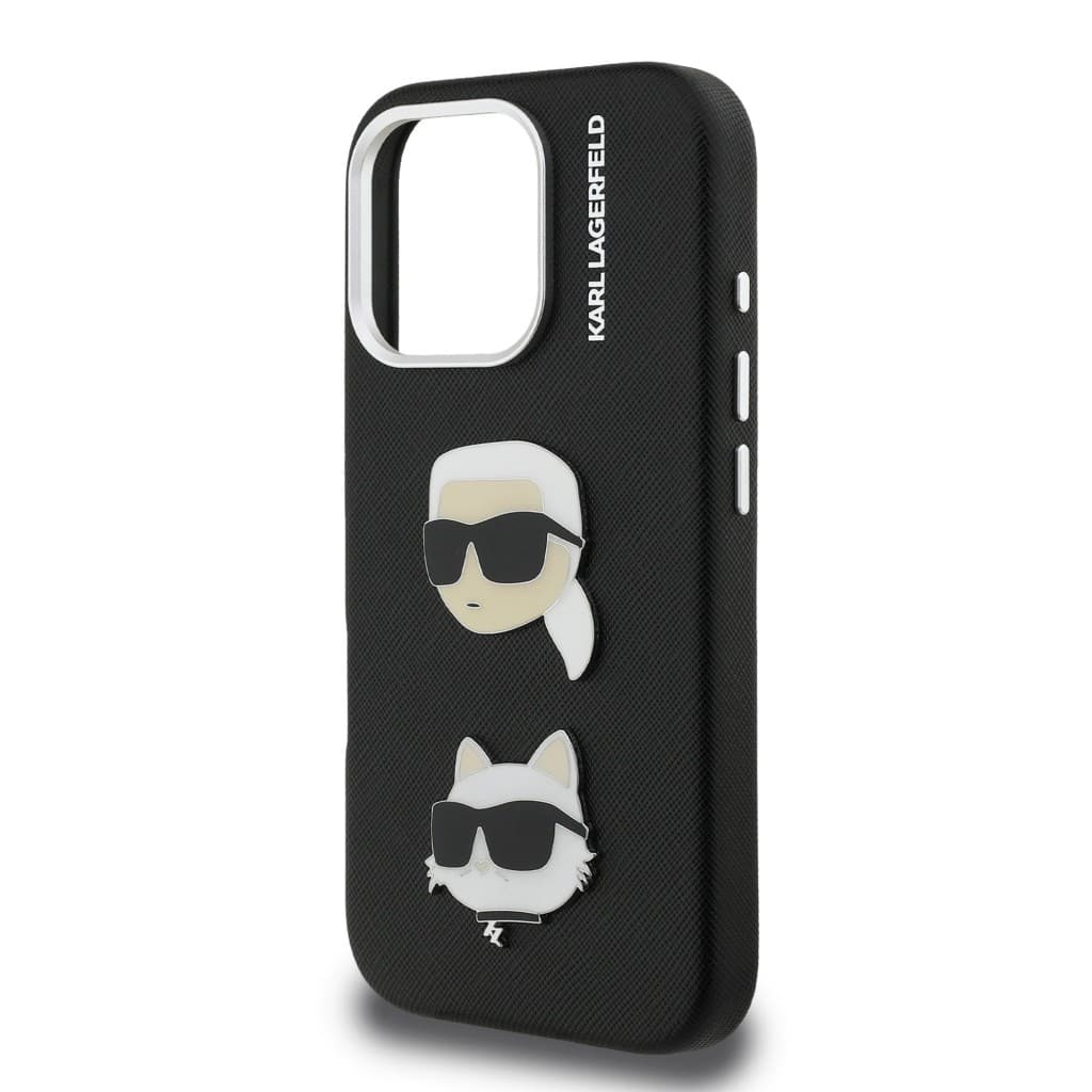 Zadní kryt Karl Lagerfeld Grained PU K&amp;CH Heads pro iPhone 16 Pro Black - náhled 5