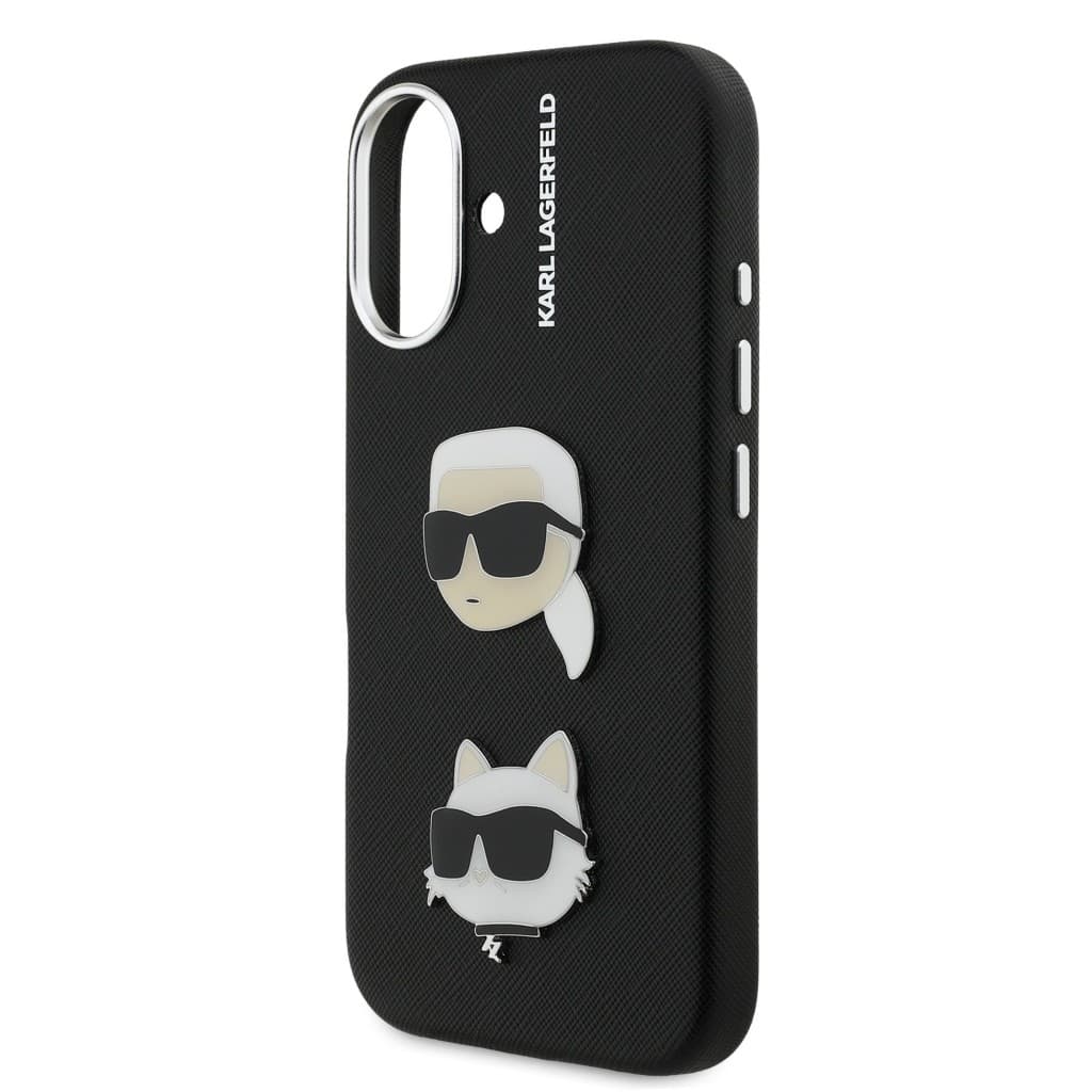 Zadní kryt Karl Lagerfeld Grained PU K&amp;CH Heads pro iPhone 16 Black - náhled 5