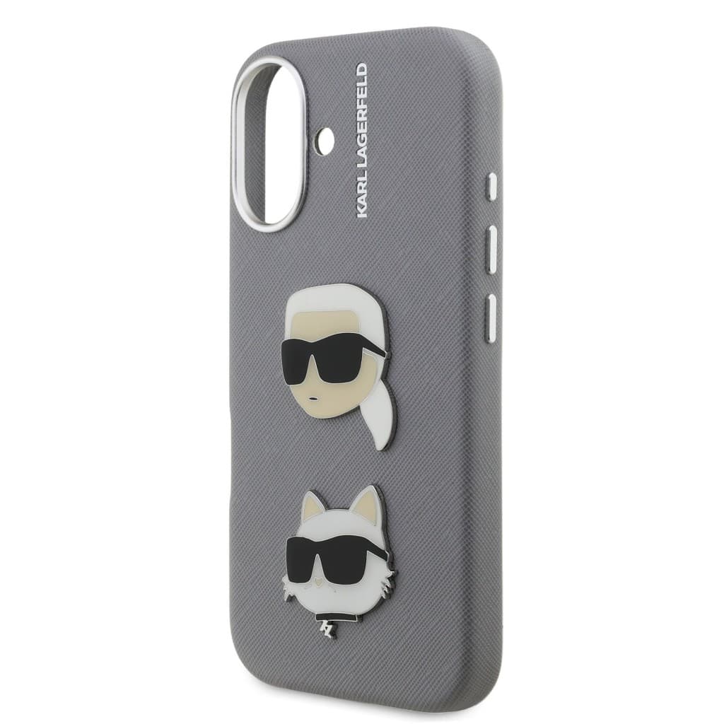 Zadní kryt Karl Lagerfeld Grained PU K&amp;CH Heads pro iPhone 16 Grey - náhled 5