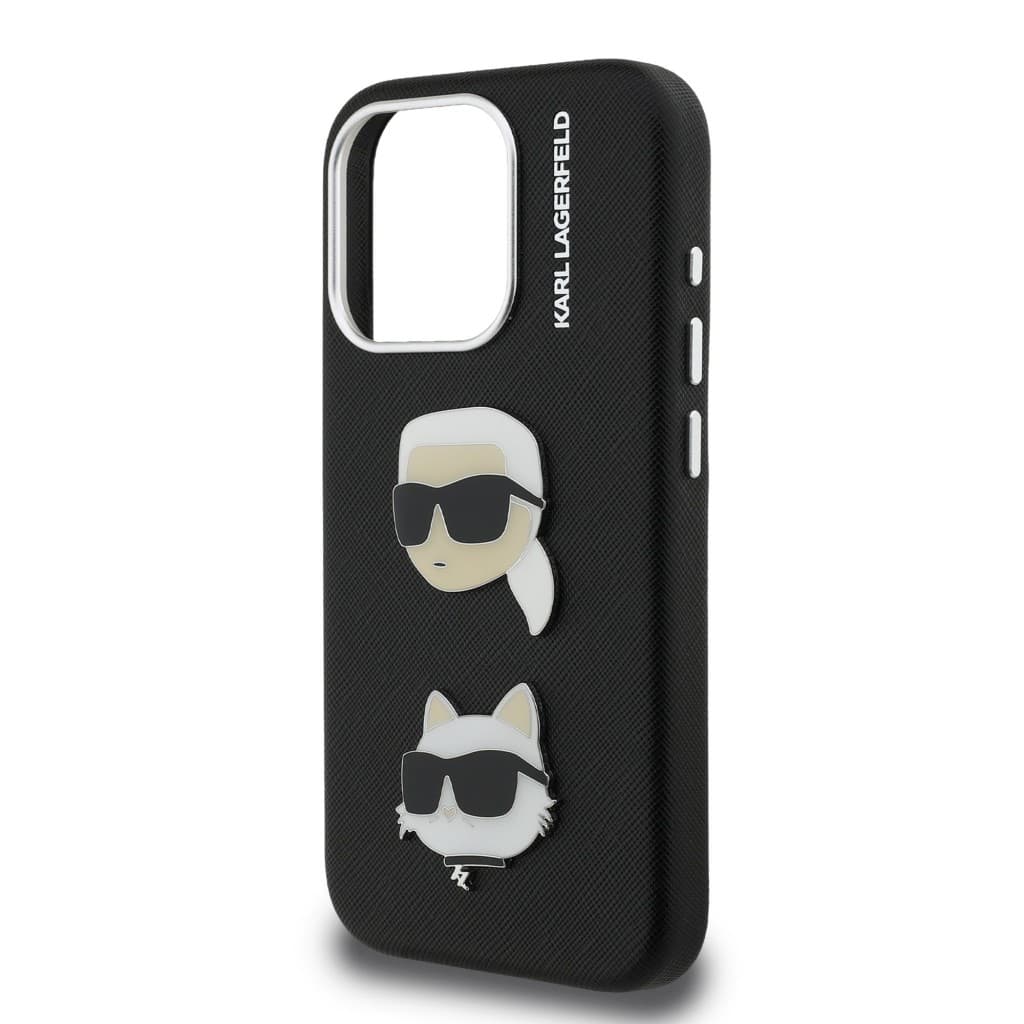 Zadní kryt Karl Lagerfeld Grained PU K&amp;CH Heads pro iPhone 15 Pro Black - náhled 5
