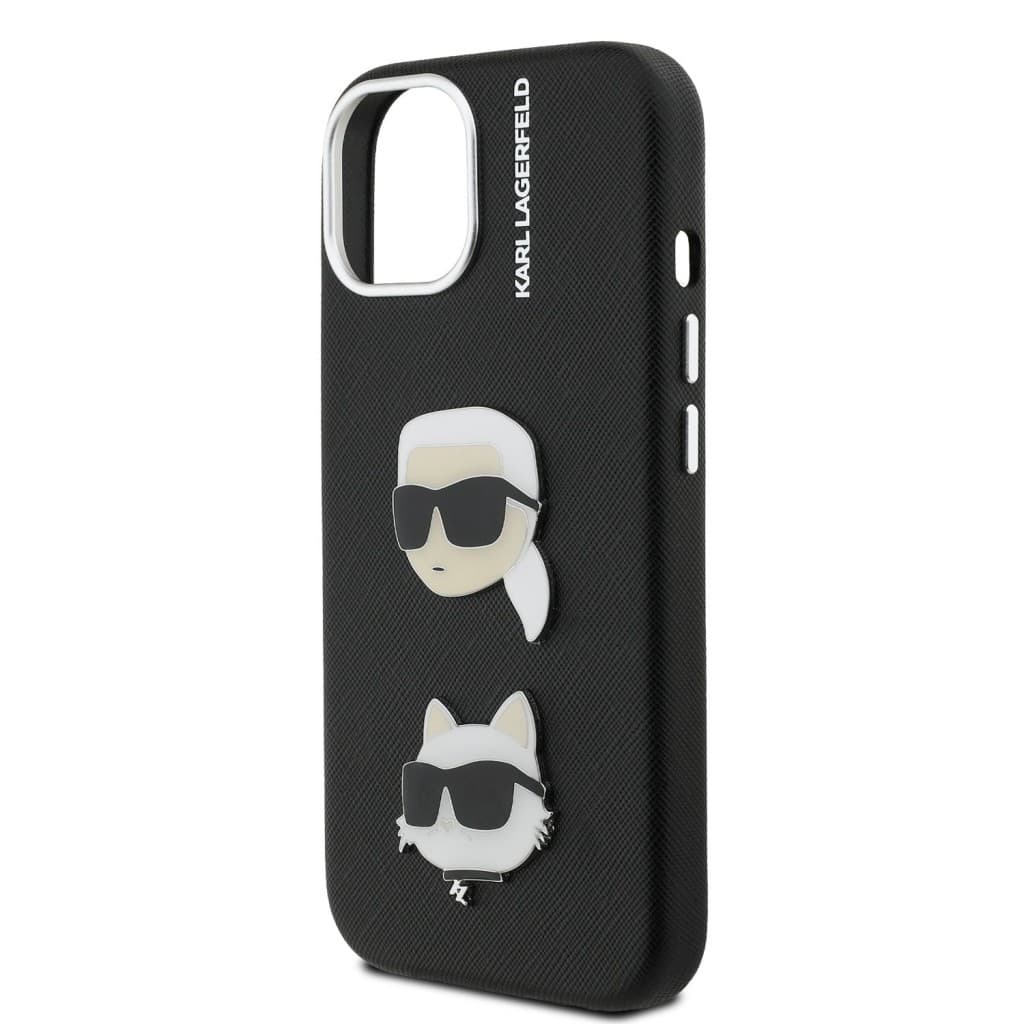 Zadní kryt Karl Lagerfeld Grained PU K&amp;CH Heads pro iPhone 15 Black - náhled 5