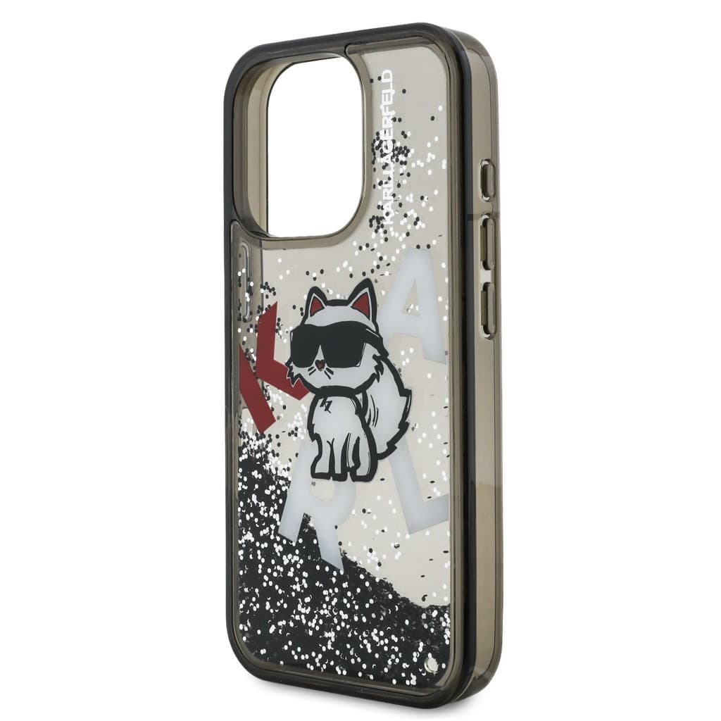 Zadní kryt Karl Lagerfeld Liquid Glitter Scattered Choupette pro iPhone 16 Pro Max Black - náhled 5