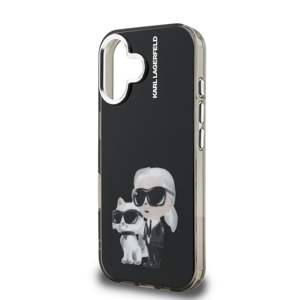 Zadní kryt Karl Lagerfeld IML Aquarelle Karl and Choupette pro iPhone 16 Black - náhled 5
