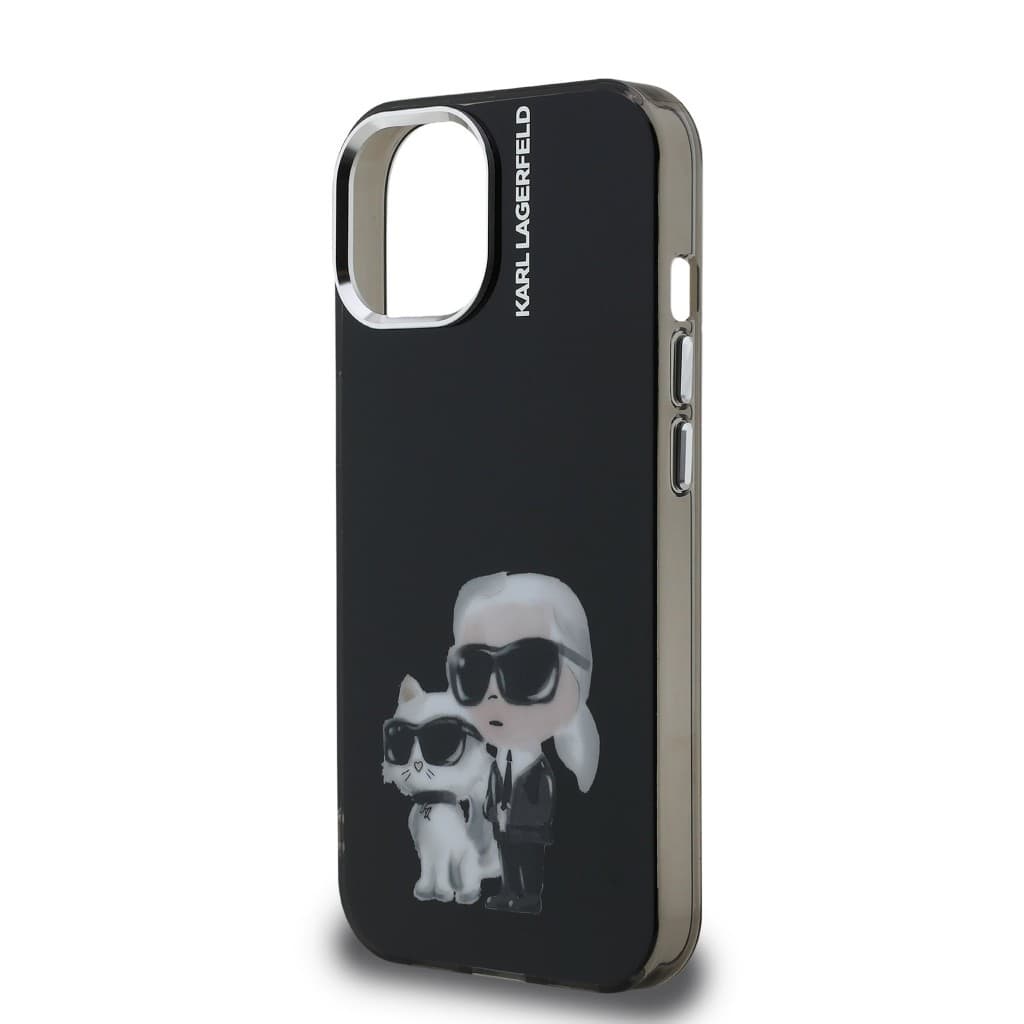 Zadní kryt Karl Lagerfeld IML Aquarelle Karl and Choupette pro iPhone 15 Black - náhled 5