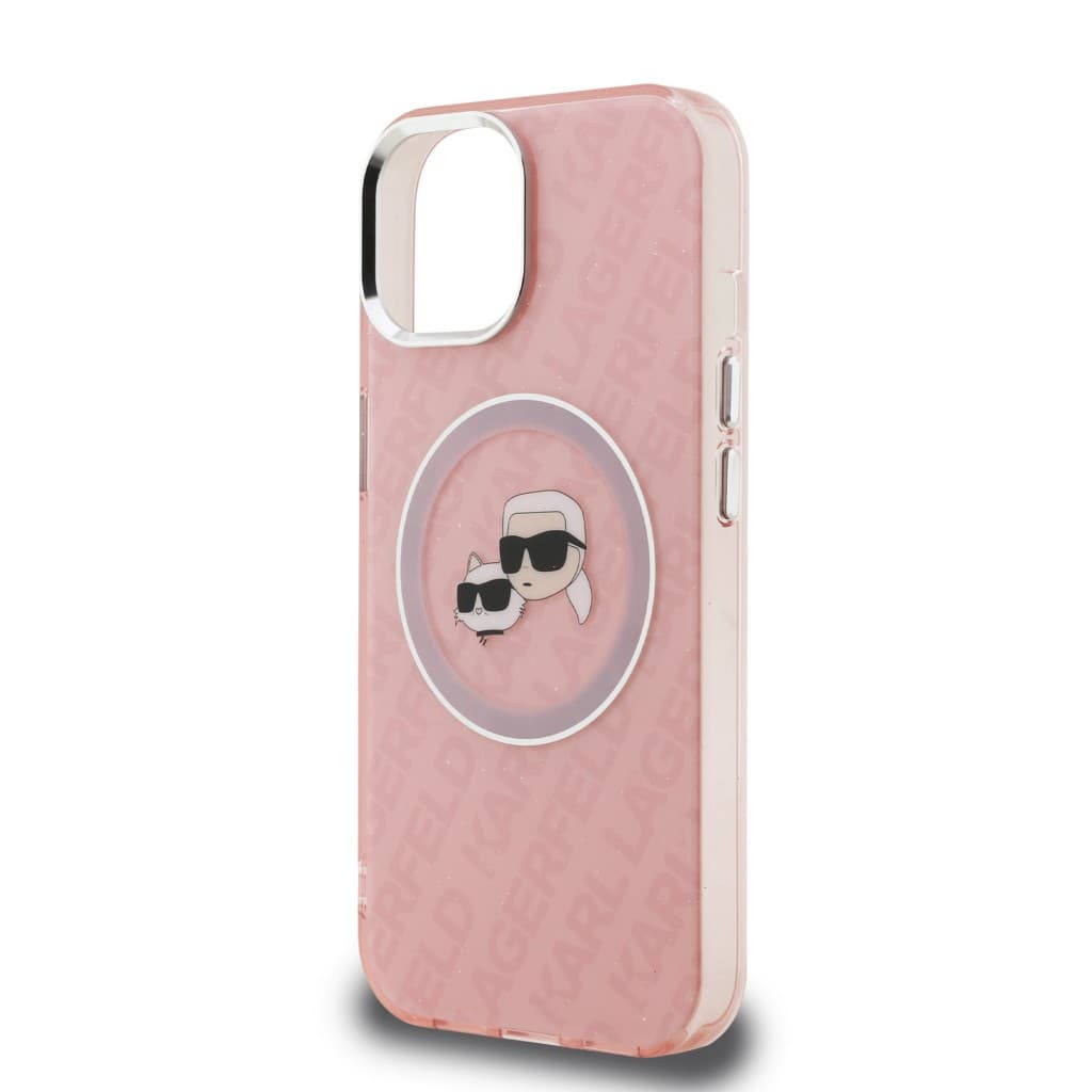 Zadní kryt Karl Lagerfeld IML K&amp;CH Heads Repeated Logo MagSafe pro iPhone 15 Pink - náhled 5