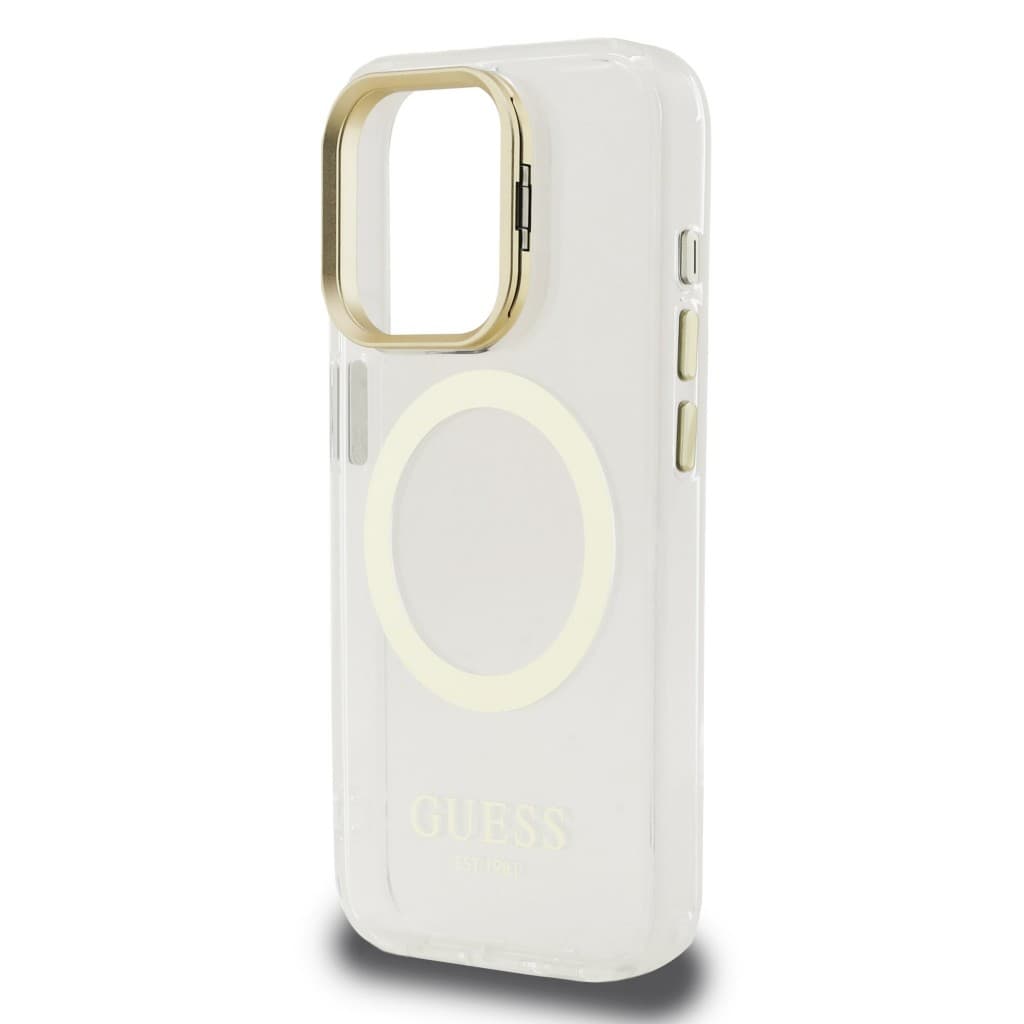 Zadní kryt Guess IML Gold Outline Stand Camera Frame MagSafe pro iPhone 15 Pro Transparent - náhled 5