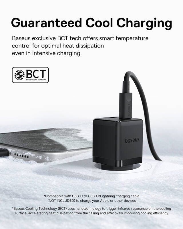 Adaptér s funkcí rychlonabíjení Baseus Palm Fast USB-A + USB-C 30W černý - náhled 5