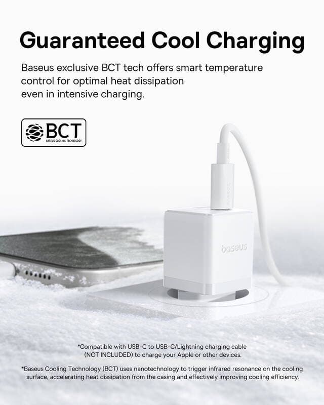 Adaptér s funkcí rychlonabíjení Baseus Palm Fast USB-A + USB-C 30W bílý - náhled 5