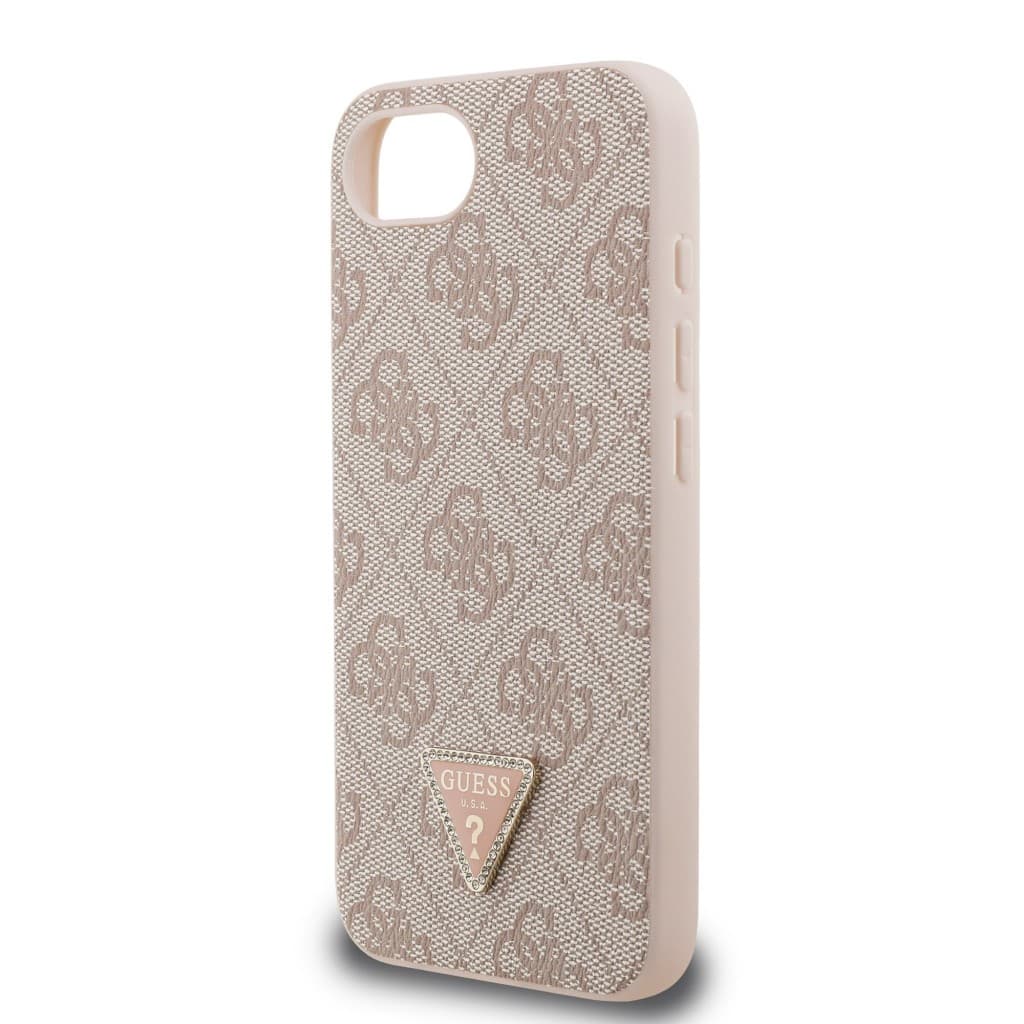 Zadní kryt Guess PU 4G Strass Triangle Metal Logo pro iPhone 16e Pink - náhled 5