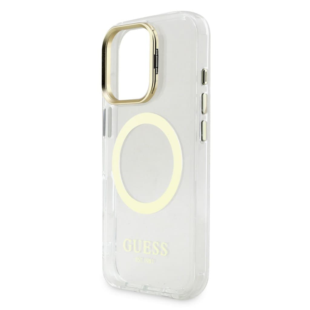 Zadní kryt Guess IML Gold Outline Stand Camera Frame MagSafe pro iPhone 16 Pro Max Transparent - náhled 5