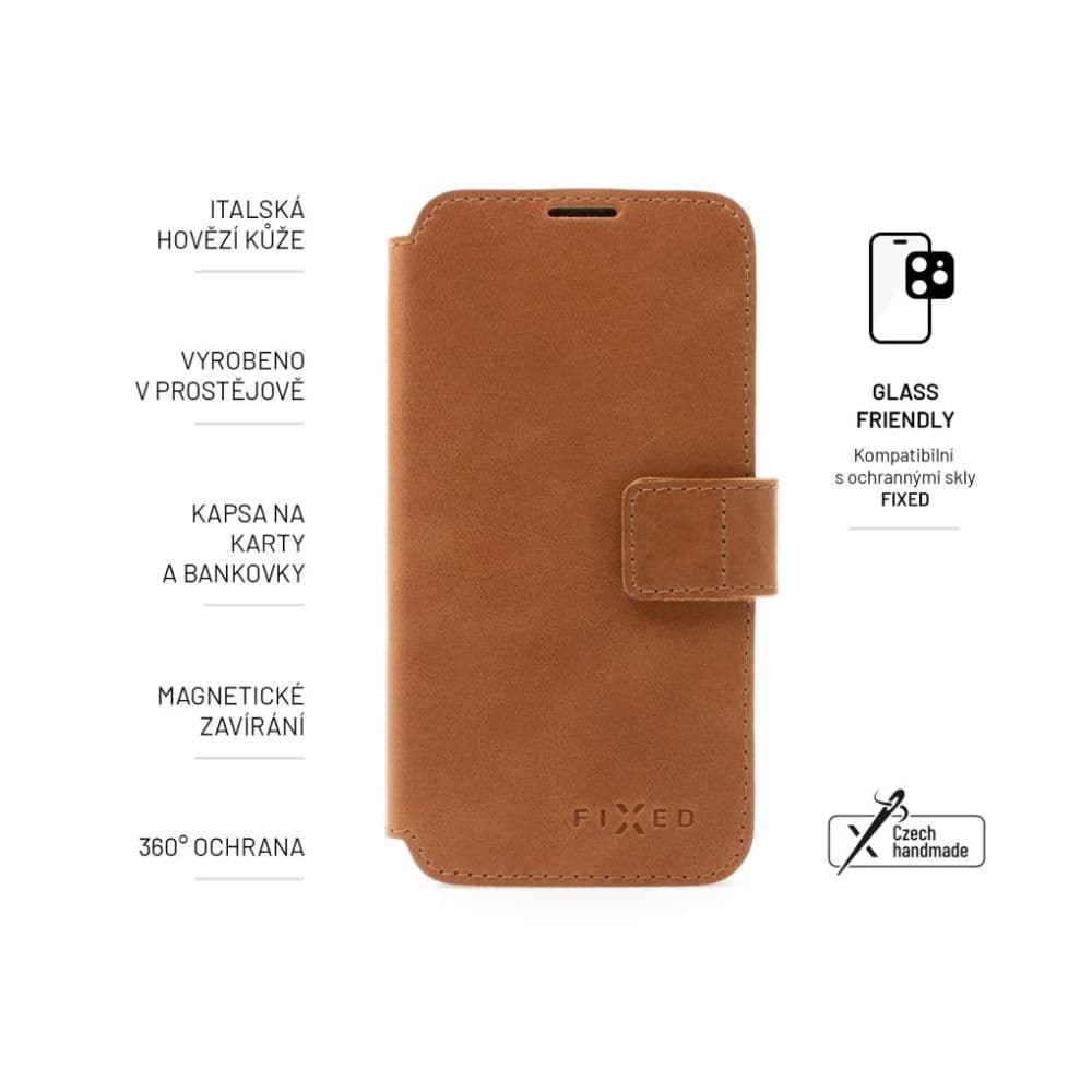 Kožené pouzdro typu kniha FIXED ProFit pro Samsung Galaxy A36 5G, hnědé - náhled 5