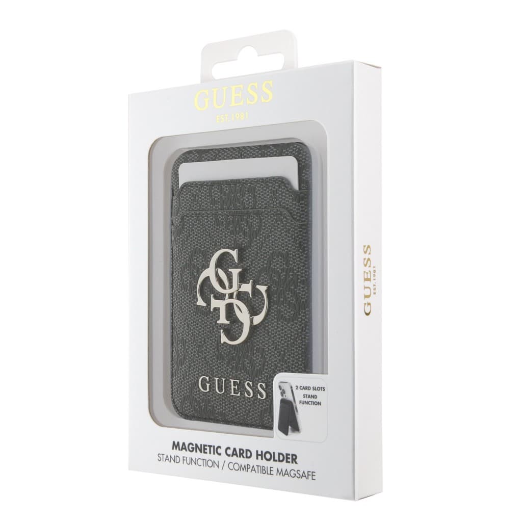 Pouzdro na karty se stojanem Guess 4G Metal Logo MagSafe Cardslot Black - náhled 5