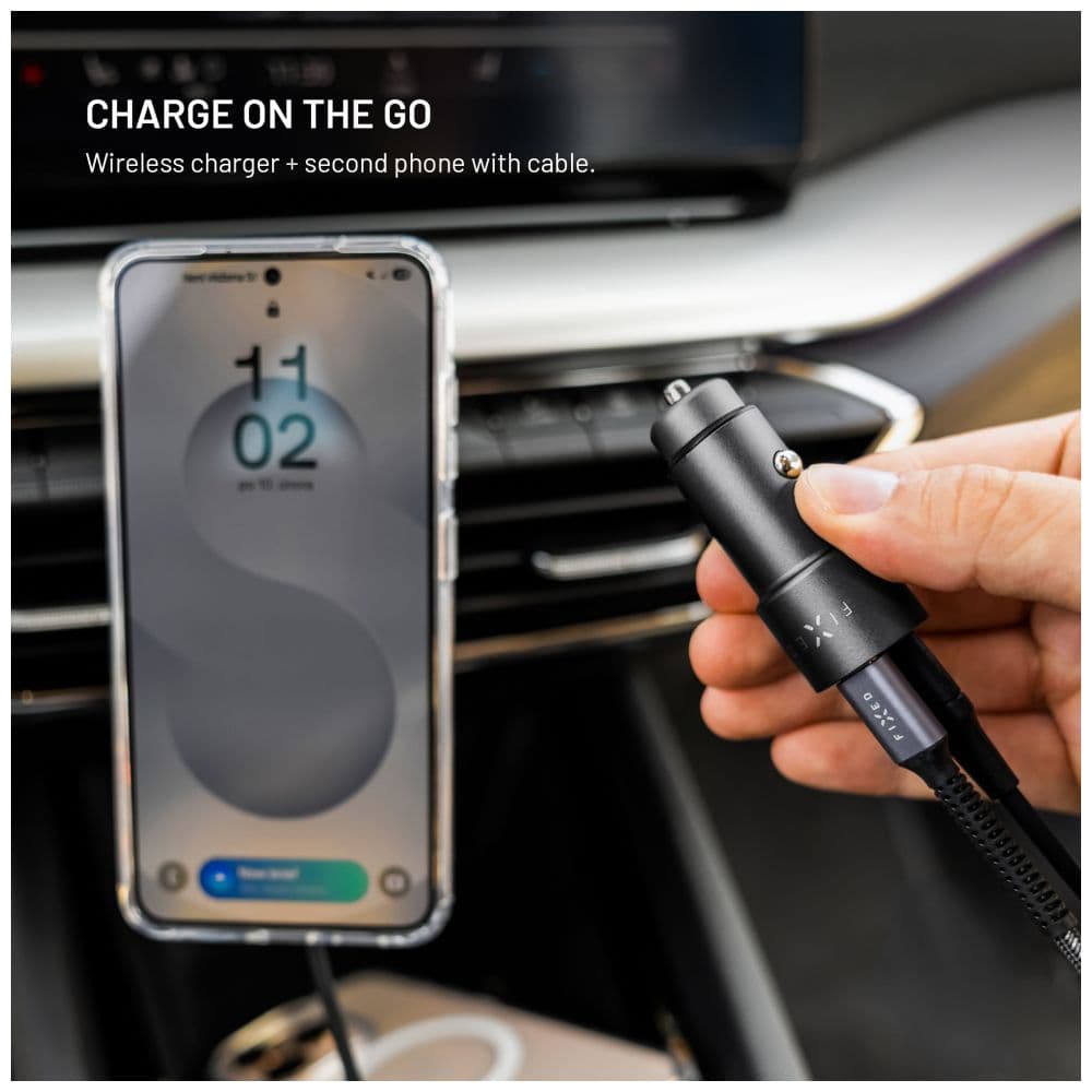 Adaptér do auta FIXED s 2xUSB-C výstupem, podpora PD 3.0, 65W, černý - náhled 5