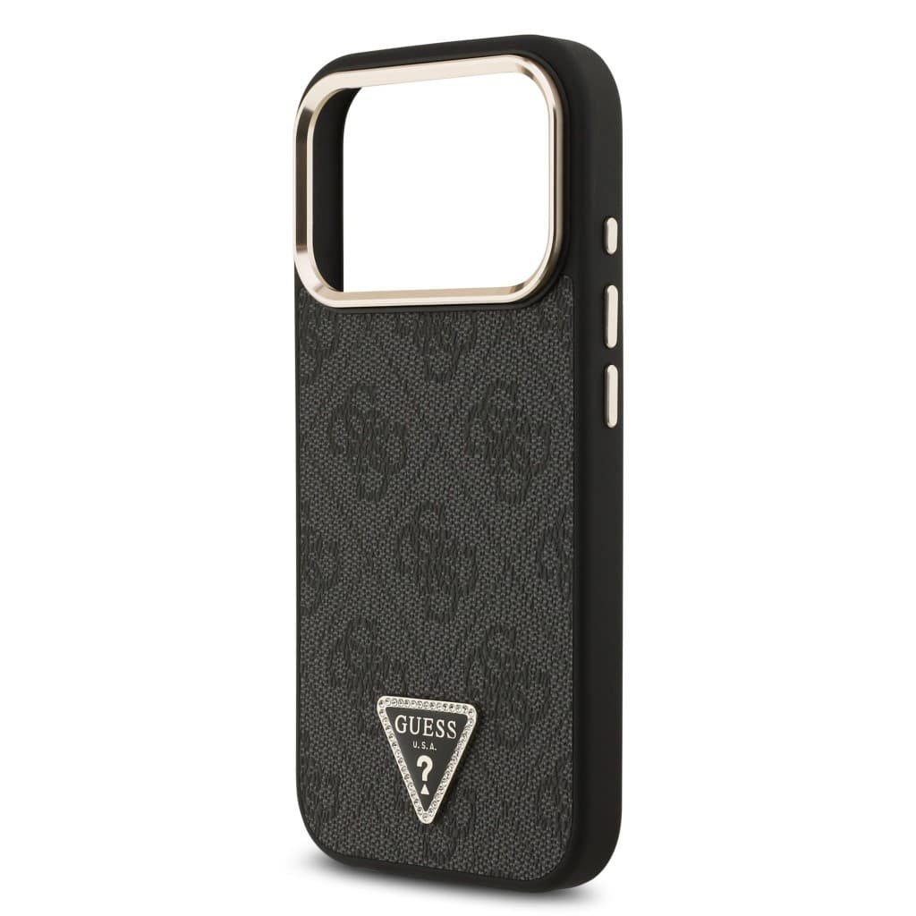 Zadní kryt Guess PU Leather 4G Triangle Logo Gold Frame MagSafe pro iPhone 17 Pro Black - náhled 5
