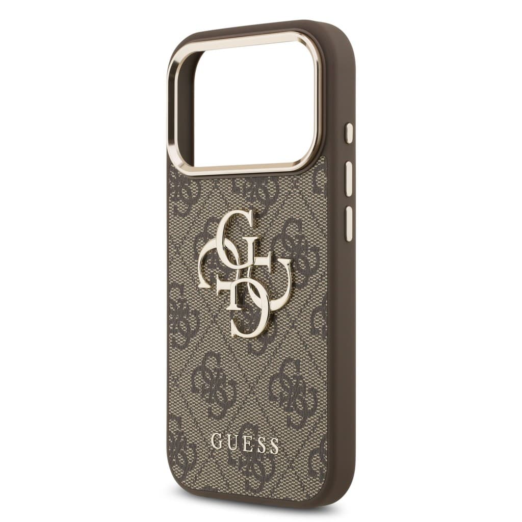 Zadní kryt Guess PU Leather 4G Metal Logo Gold Frame MagSafe pro iPhone 17 Pro Brown - náhled 5