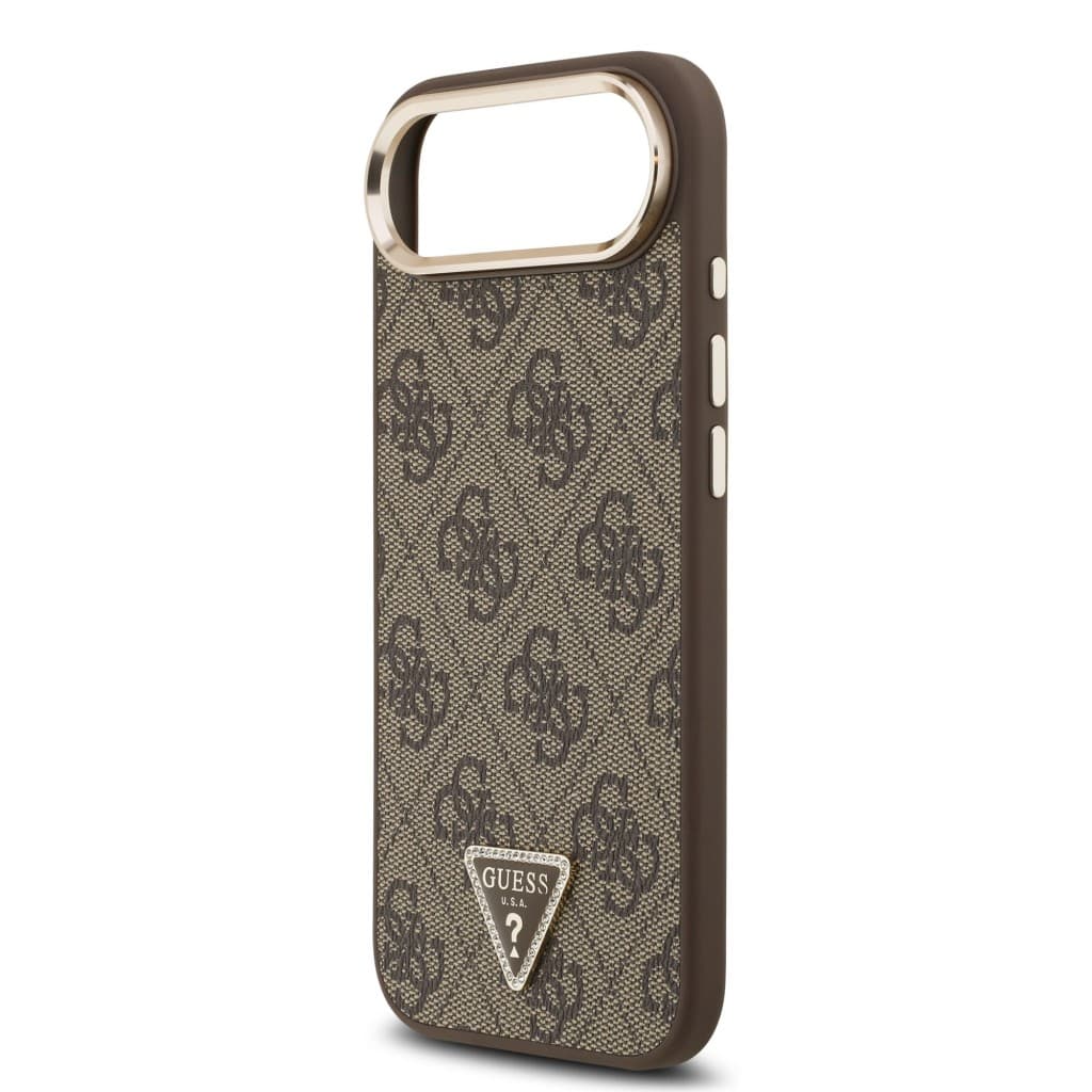 Zadní kryt Guess PU Leather 4G Triangle Logo Gold Frame MagSafe pro iPhone 17 Air Brown - náhled 5