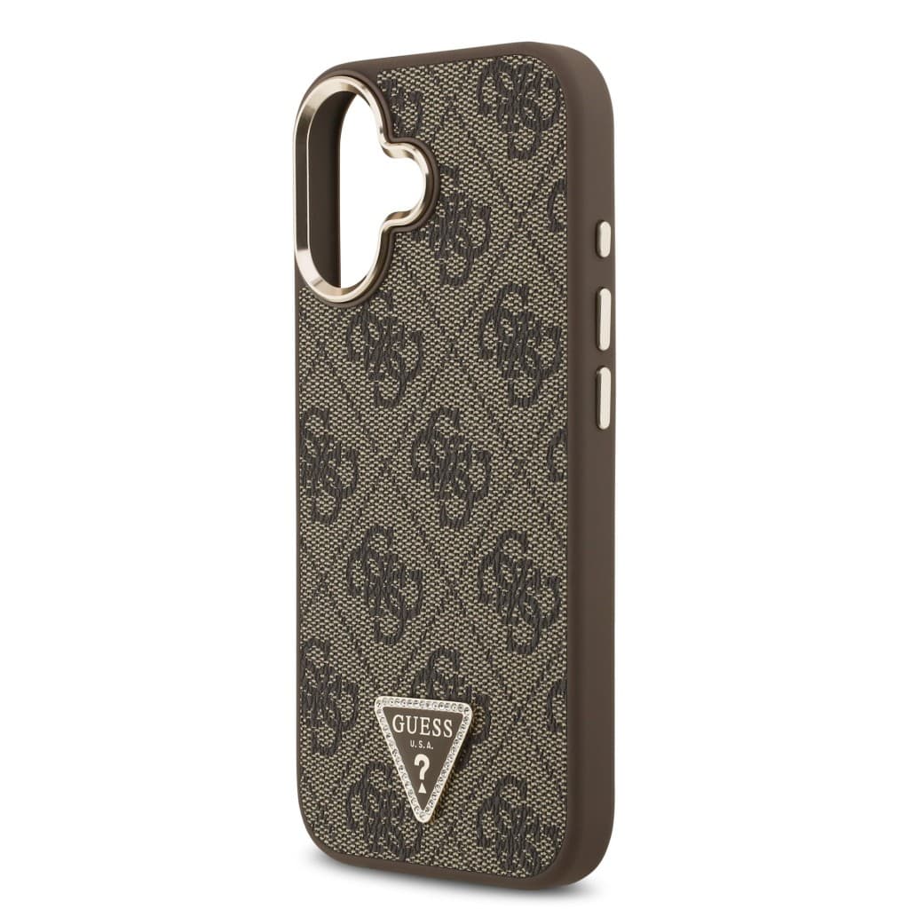 Zadní kryt Guess PU Leather 4G Triangle Logo Gold Frame MagSafe pro iPhone 17 Brown - náhled 5
