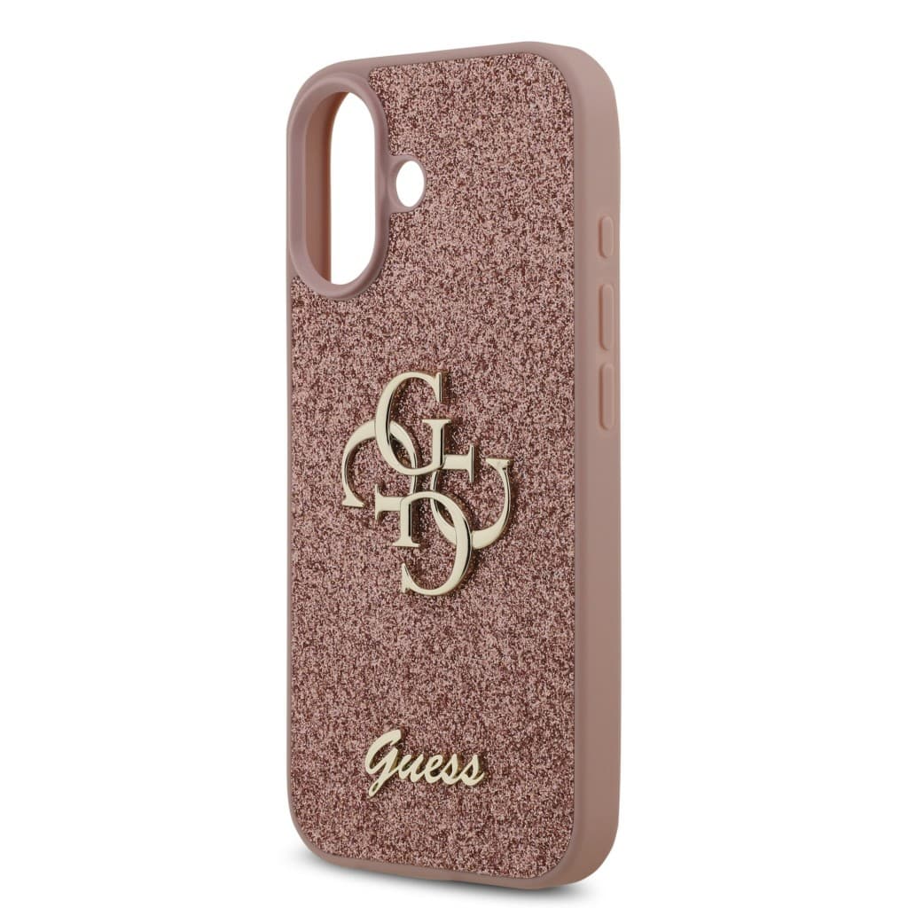 Zadní kryt Guess PU Fixed Glitter 4G Metal Logo pro iPhone 17 Pink - náhled 5