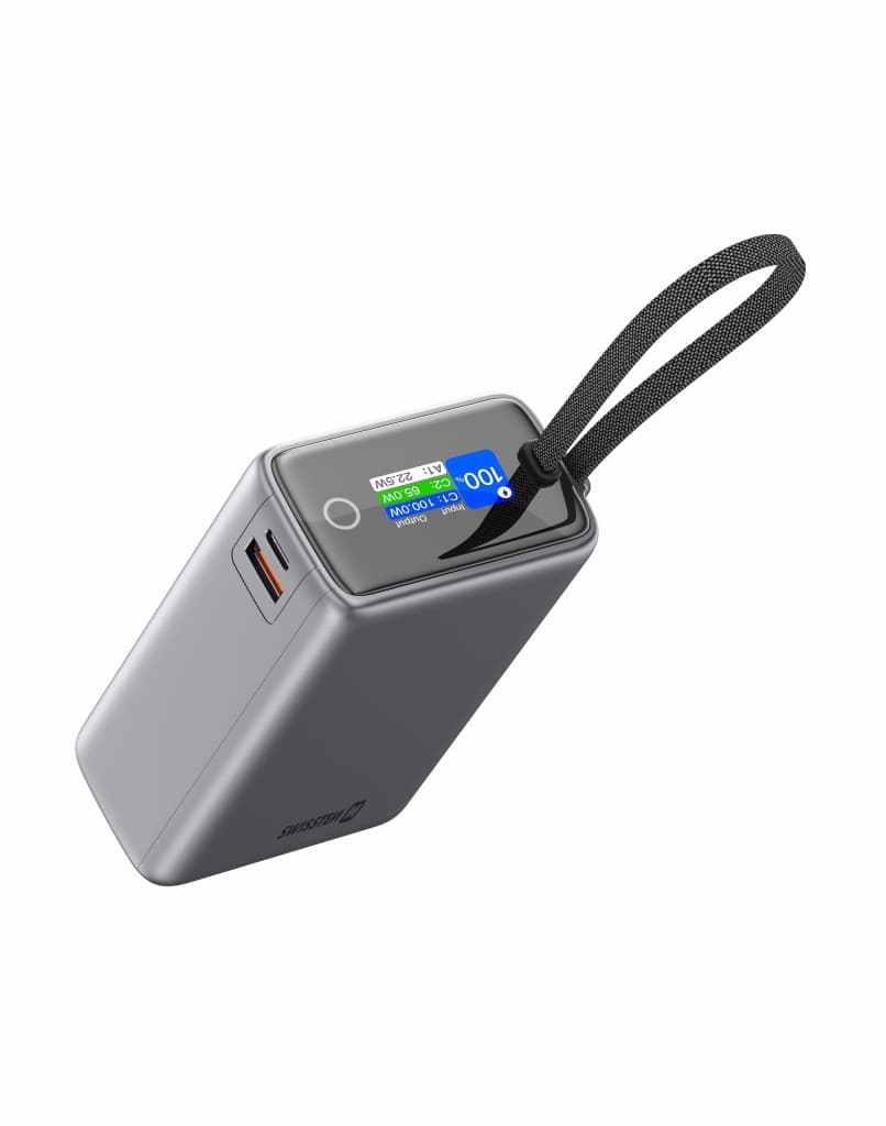 Powerbank Swissten cestovní 25000 mAh (96.25wh) 100W s integrovaným kabelem USB-C šedá - náhled 5