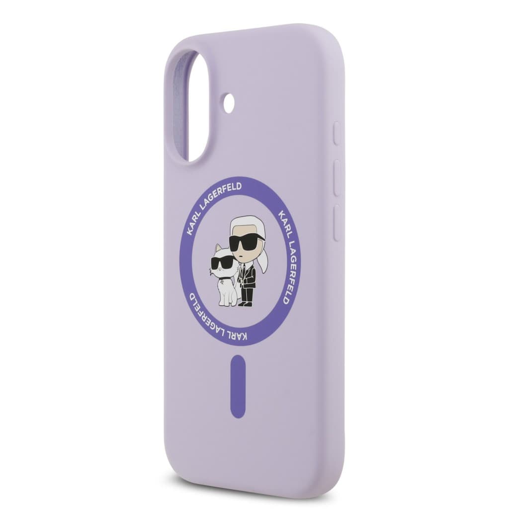 Zadní kryt Karl Lagerfeld Liquid Silicone Karl and Choupette MagSafe pro iPhone 17 Purple - náhled 5