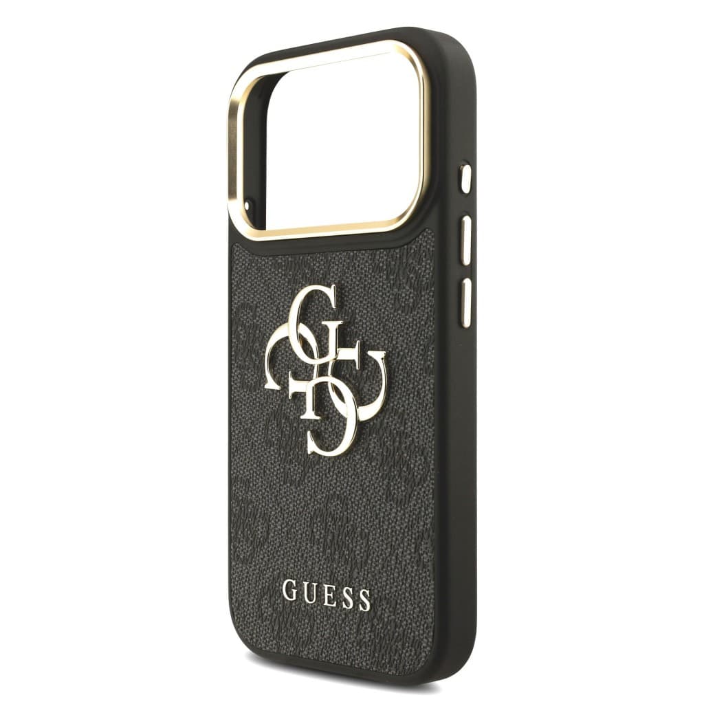 Zadní kryt Guess PU Leather 4G Metal Logo Gold Frame MagSafe pro iPhone 17 Pro Black - náhled 5