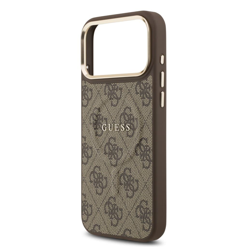 Zadní kryt Guess PU Leather 4G Gold Frame MagSafe pro iPhone 17 Pro Max Brown - náhled 5