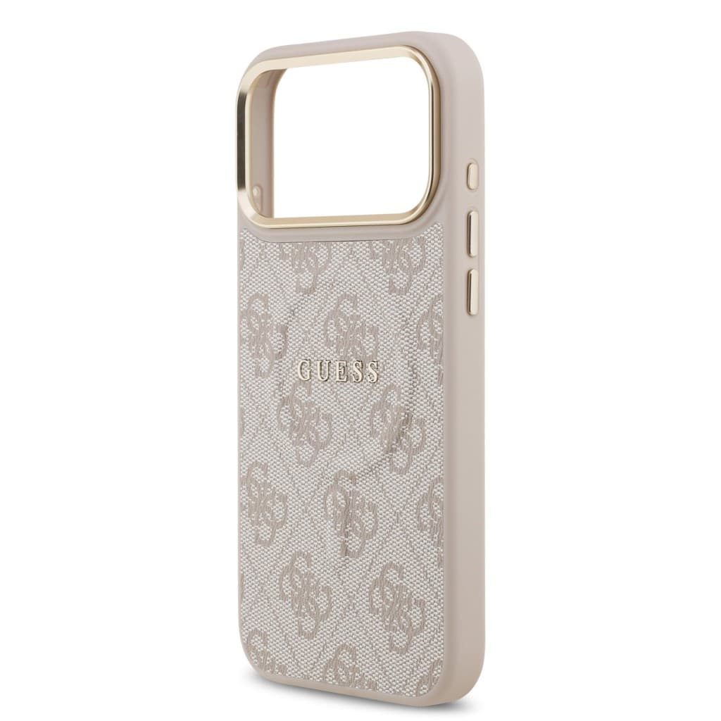 Zadní kryt Guess PU Leather 4G Gold Frame MagSafe pro iPhone 17 Pro Max Pink - náhled 5