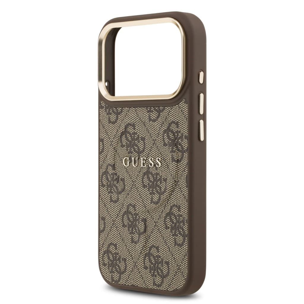 Zadní kryt Guess PU Leather 4G Gold Frame MagSafe pro iPhone 17 Pro Brown - náhled 5
