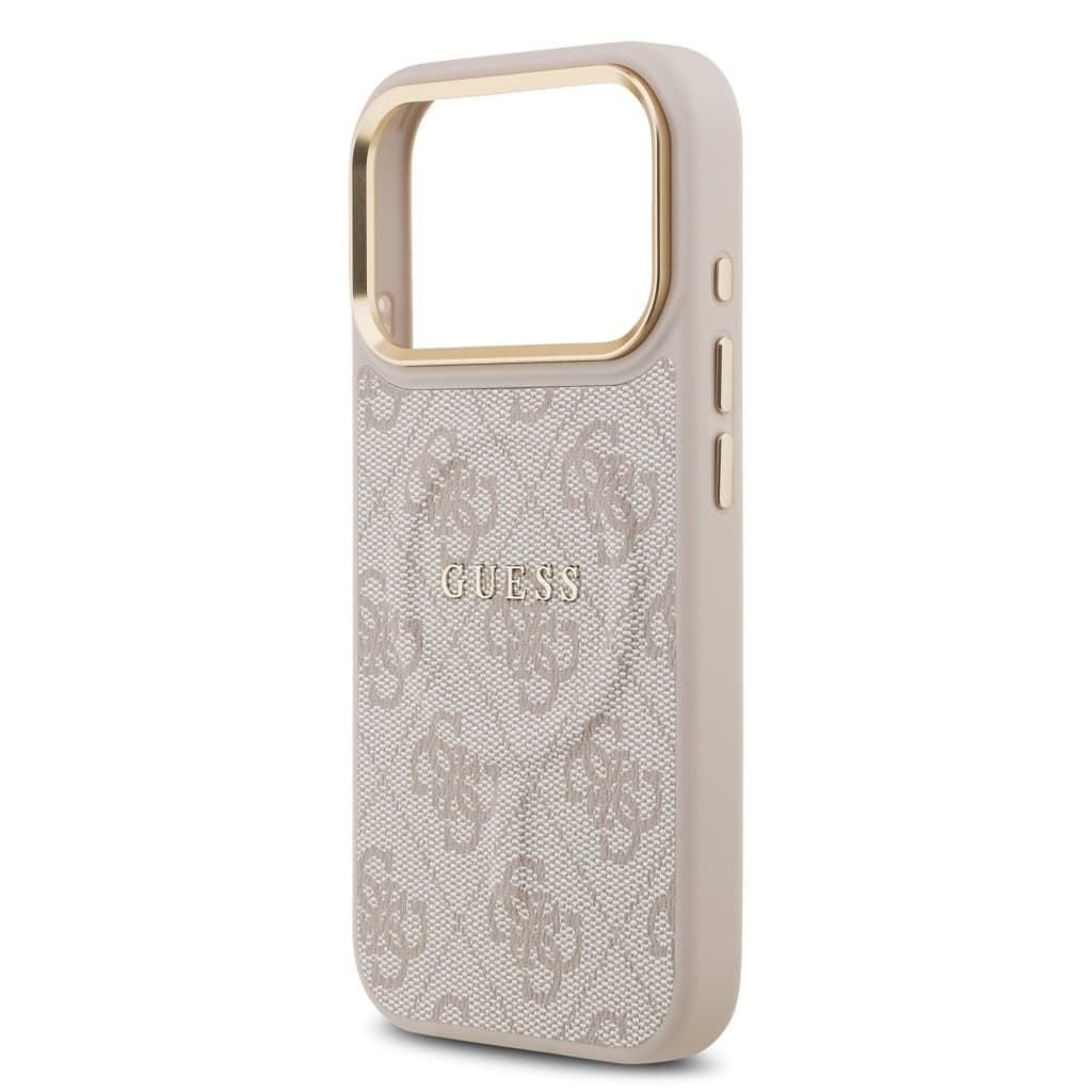 Zadní kryt Guess PU Leather 4G Gold Frame MagSafe pro iPhone 17 Pro Pink - náhled 5