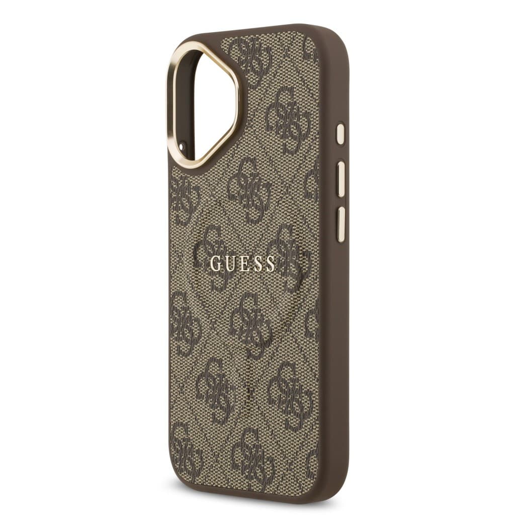 Zadní kryt Guess PU Leather 4G Gold Frame MagSafe pro iPhone 17 Brown - náhled 5