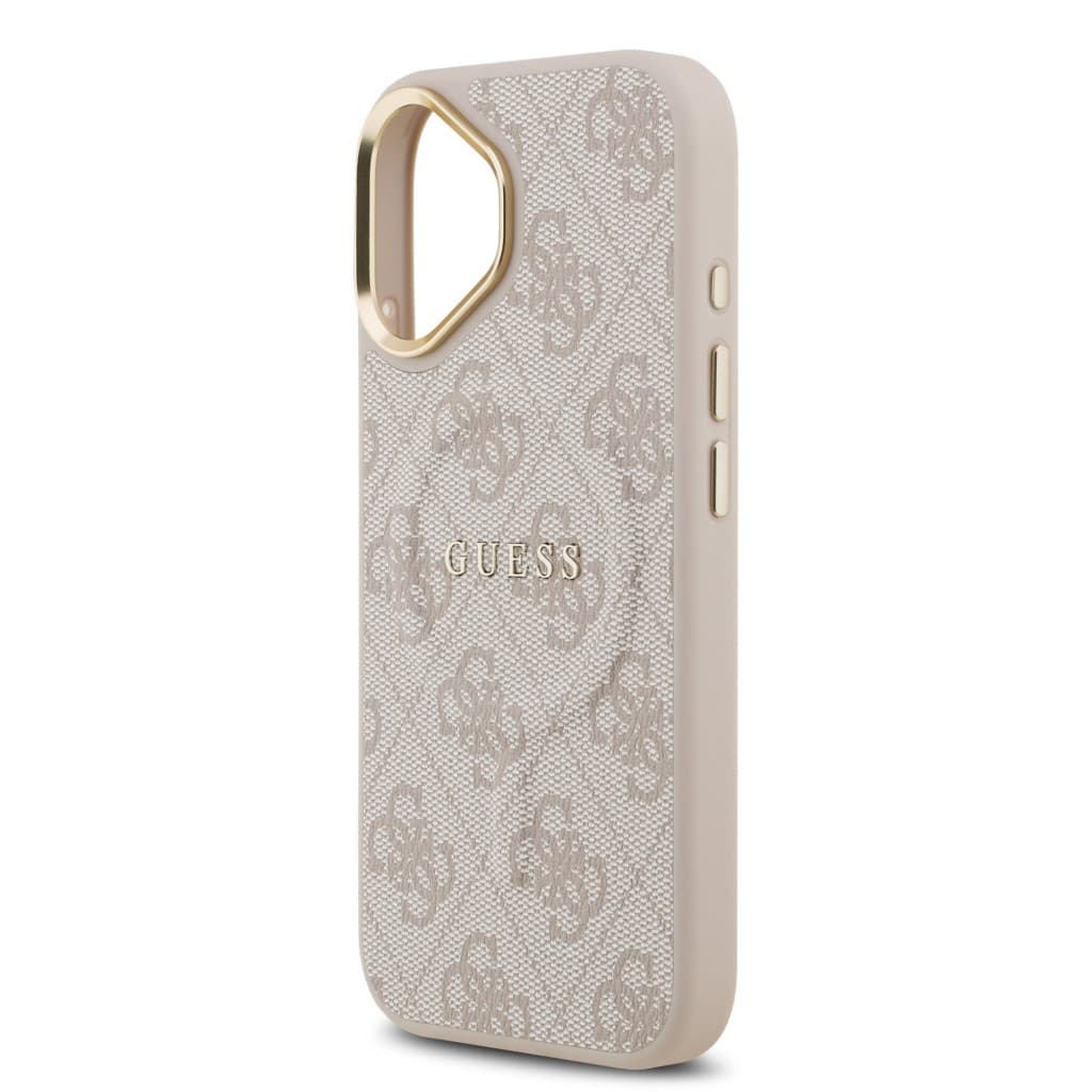 Zadní kryt Guess PU Leather 4G Gold Frame MagSafe pro iPhone 17 Pink - náhled 5