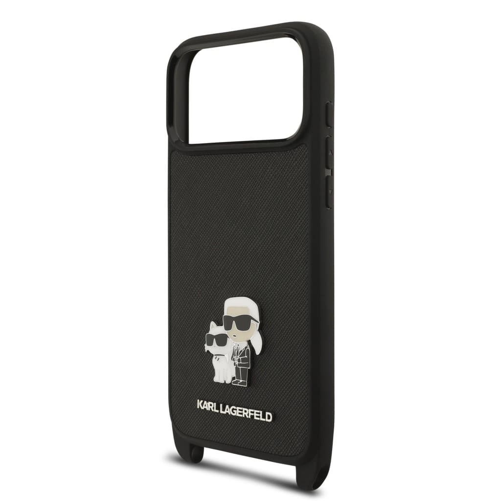 Zadní kryt Karl Lagerfeld Saffiano Crossbody Popruh Metal Karl and Choupette pro iPhone 17 Pro Max Black - náhled 5
