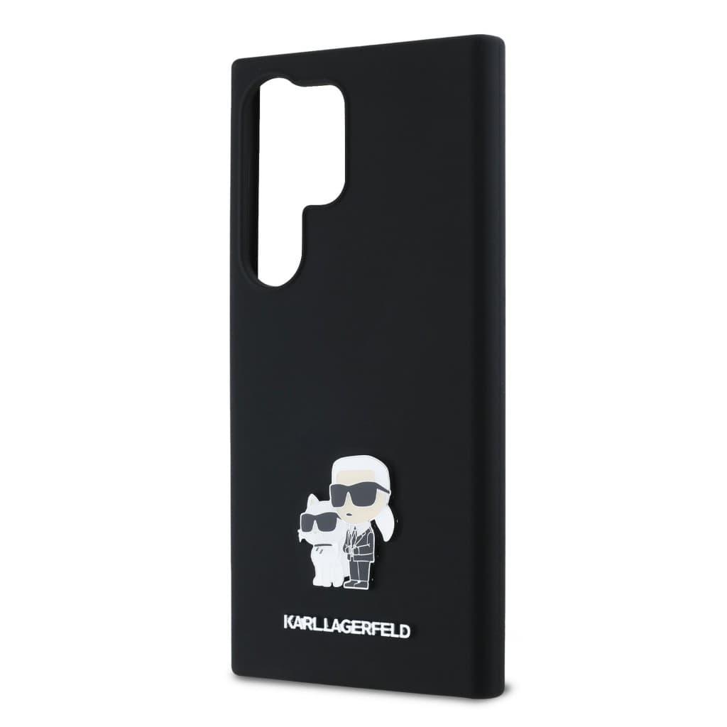 Zadní kryt Karl Lagerfeld Liquid Silicone Metal Karl and Choupette pro Samsung Galaxy S24 Ultra Black - náhled 5
