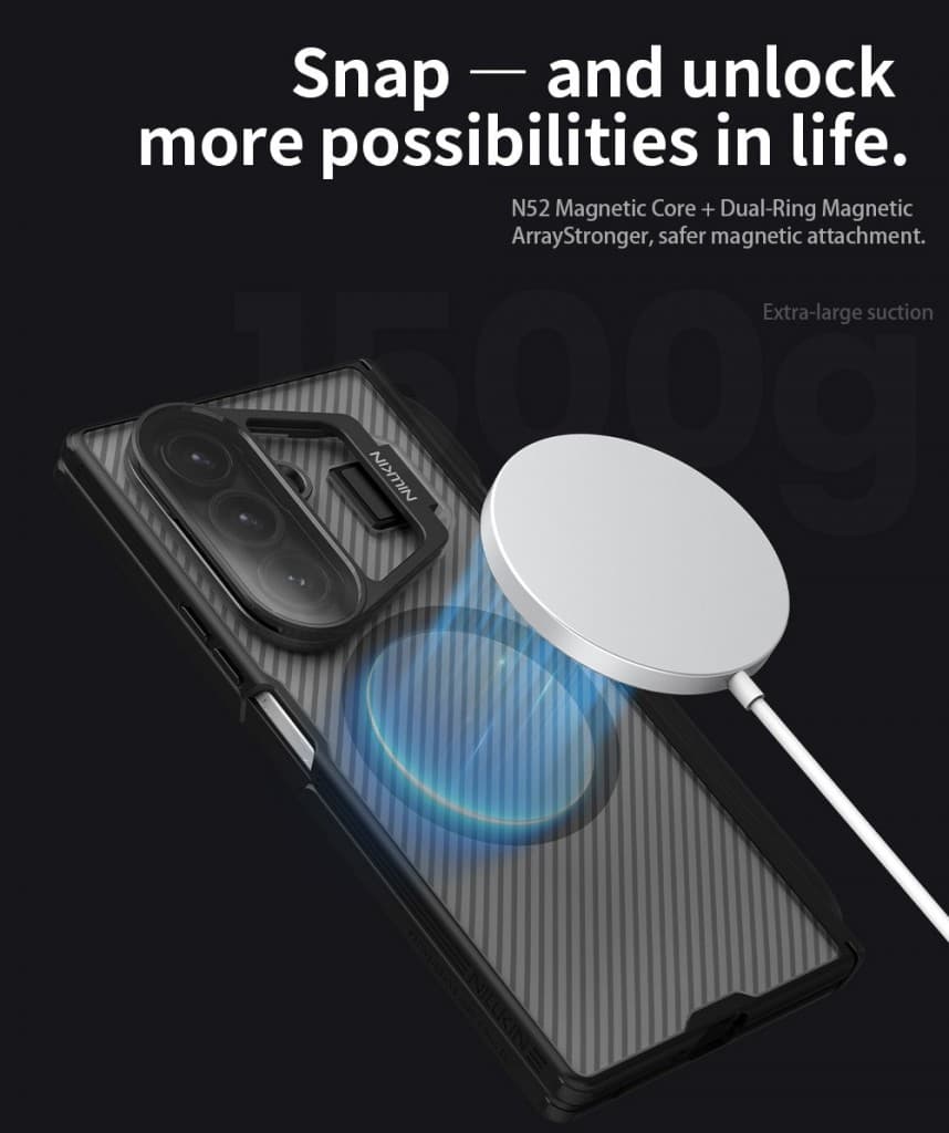 Zadní kryt Nillkin CamShield Prop Magnetic Pen Slot pro Samsung Galaxy Z Fold 7 Transparent Black - náhled 5