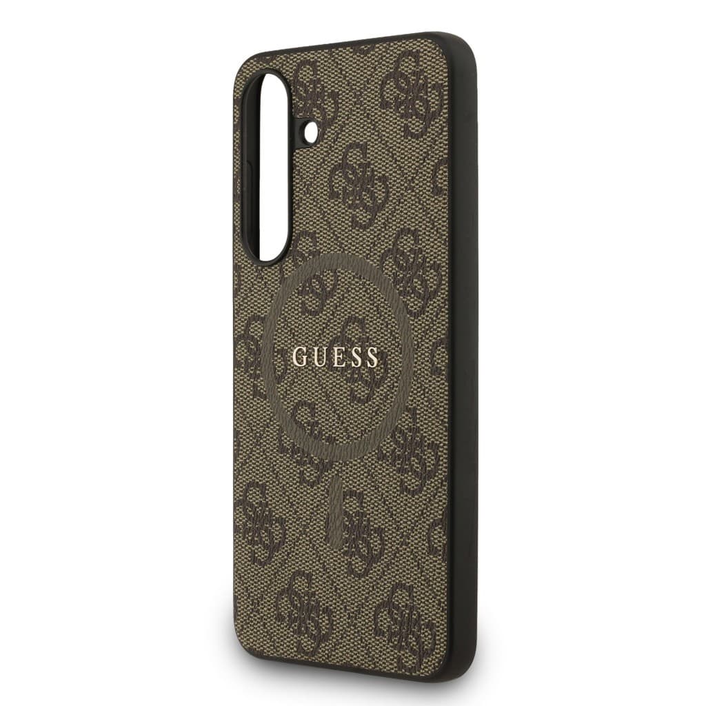 Zadní kryt Guess PU Leather 4G Colored Ring MagSafe pro Samsung Galaxy S25 FE Brown - náhled 5