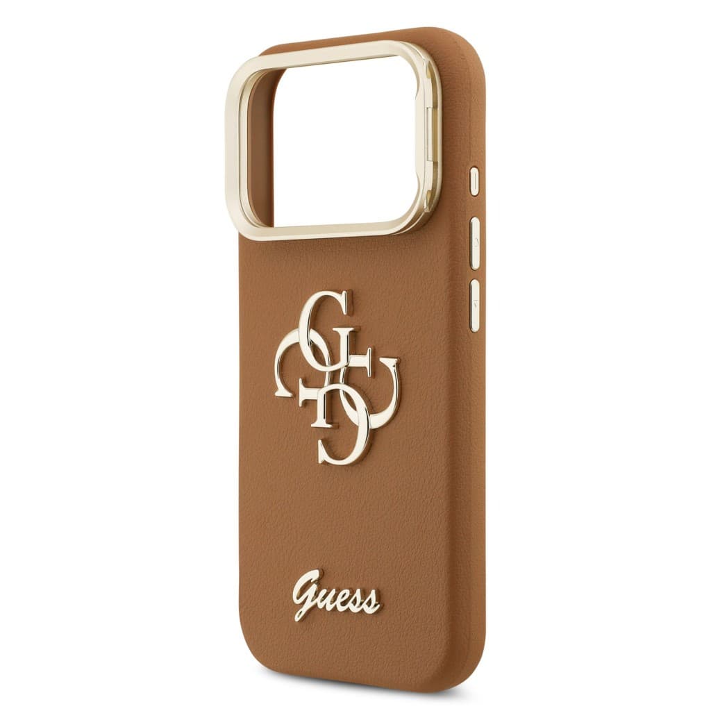 Zadní kryt Guess PU Grained 4G Logo Stand Camera Frame pro iPhone 17 Pro Brown - náhled 5