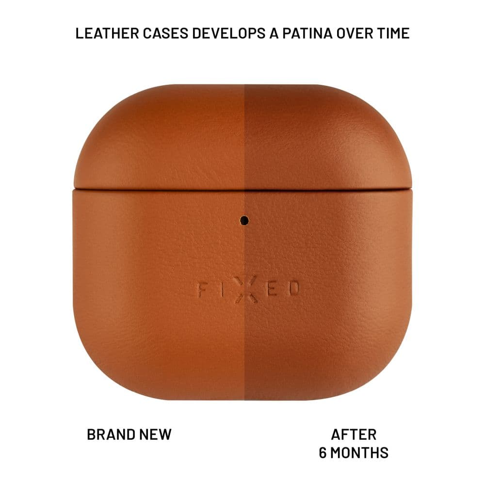 Kožené pouzdro FIXED PodsLeather pro Apple AirPods 4, hnědé - náhled 5
