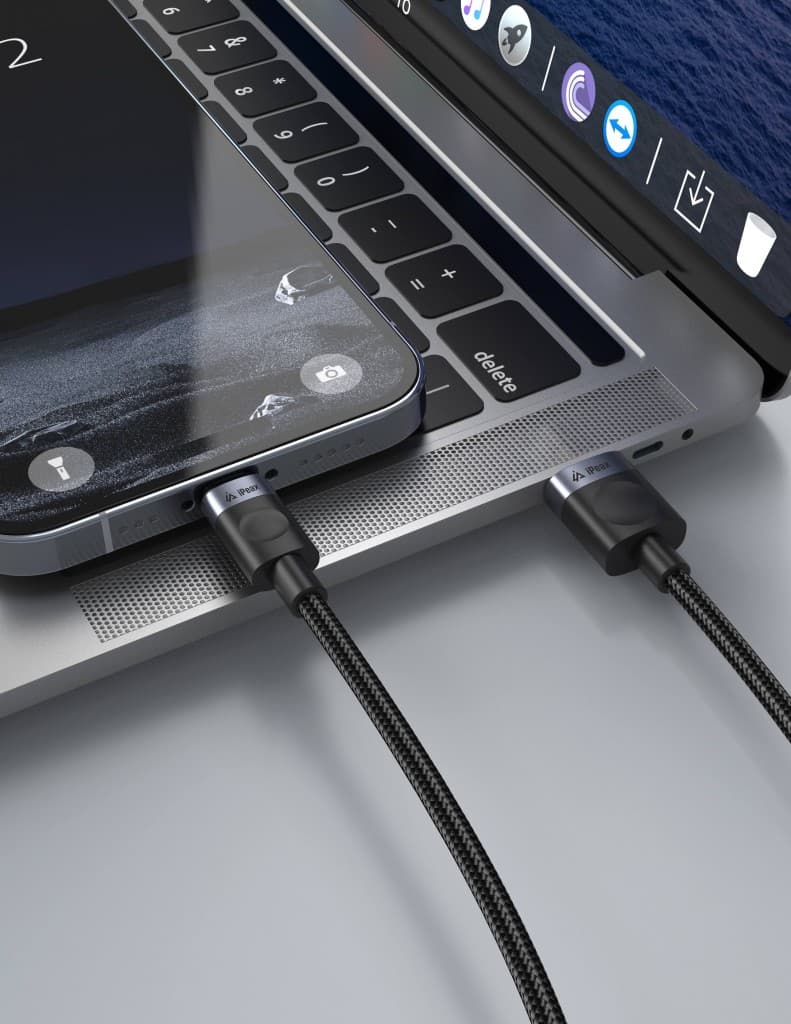 Textilní kabel iPeax USB-A - Lightning 1m, USB 2.0 černý - náhled 5