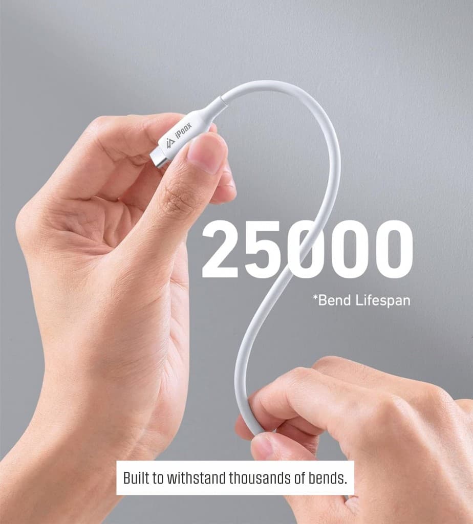 TPU kabel iPeax USB-A - USB-C 1m, USB 2.0 bílý - náhled 5